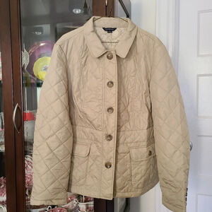 Land's End Women's Lightweight Quilted Utility Coat Size XLarge 18 20 Neutral
